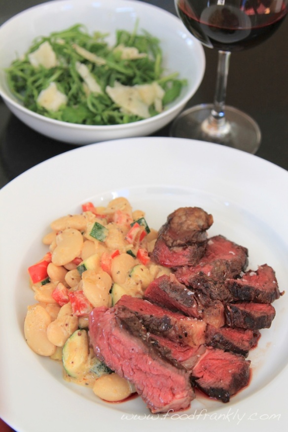Rib of beef & butter beans 